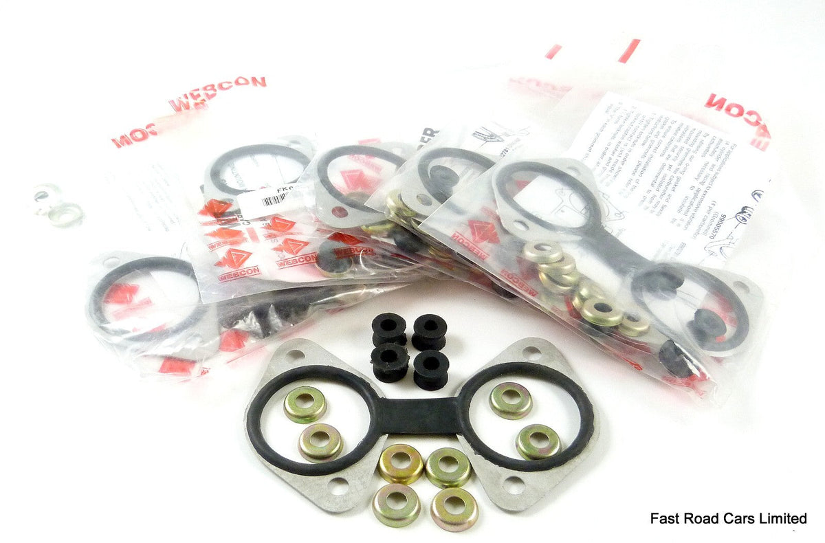 WEBER DCOE BONDED PLATE & MOUNTING RUBBERS & CUPS SINGLE CARB/CARBURETTOR x6