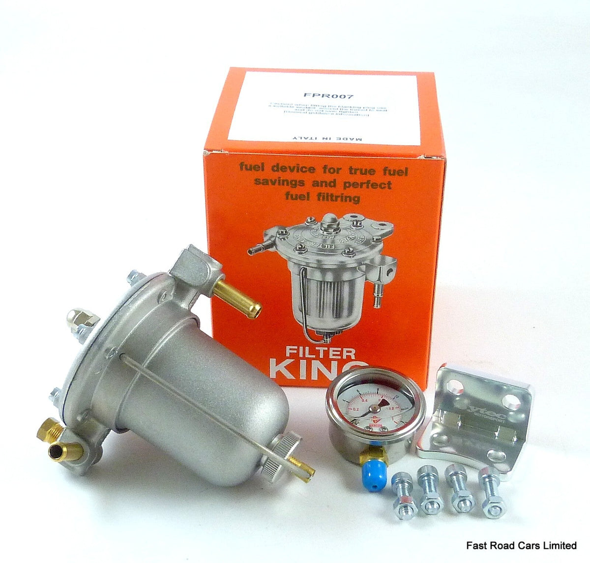 FUEL REGULATOR FILTER KING 85mm ALLOY BOWL NEW MALPASSI WITH UPGRADED BRACKET