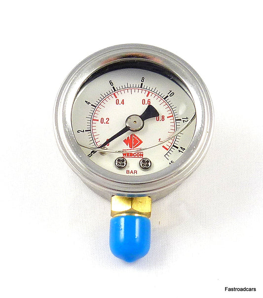 FUEL PRESSURE GAUGE GLYCERINE FILLED 1/8 NPTF CARBURETTOR USE UP TO 15psi