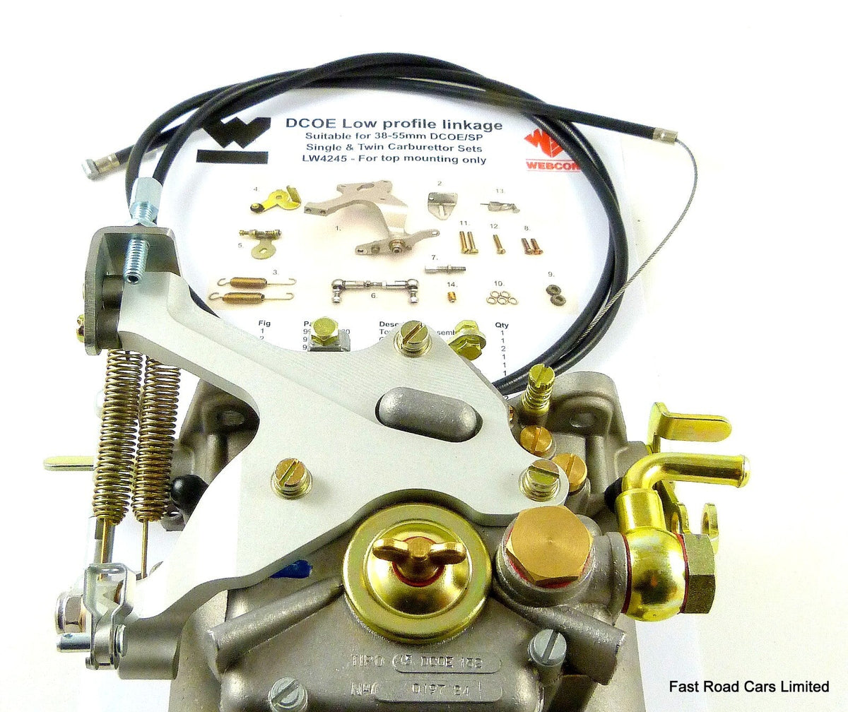 WEBER DCOE/SP LOW PROFILE THROTTLE LINKAGE SINGLE OR TWIN WITH THROTTLE CABLE