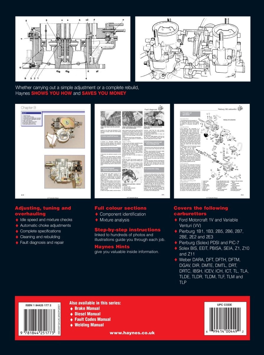 THE HAYNES MANUAL ON CARBURETTORS WEBER-SOLEX-PIERURG-FORD SEALED & NEW 4177