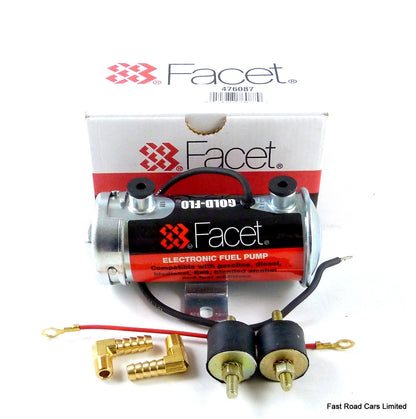 FACET SILVER TOP ROAD FUEL PUMP GENUINE NEW WITH 8mm UNIONS & FITTING KIT BOXED