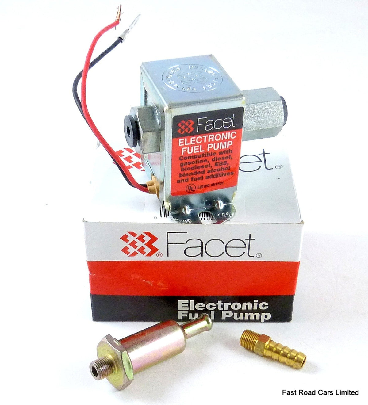 FACET CUBE FUEL PUMP 40106  WITH FILTER & UNION 4.5+ psi FAST ROAD USE GENUINE