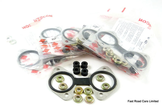 WEBER DCOE BONDED PLATE & MOUNTING RUBBERS & CUPS  SINGLE CARB/CARBURETTOR x6