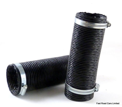 COLD AIR SILICONE DUCT PIPE x2  75mm ID x 220mm STRETCH TO 500mm WITH S/S CLIPS