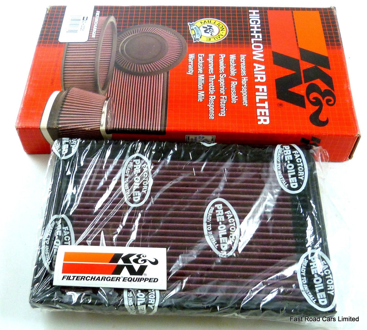 K&N AIR FILTER 33-2026 PRE OILED & BOXED NOS MAZDA 323 2.0 254mm x 176mm £29.97