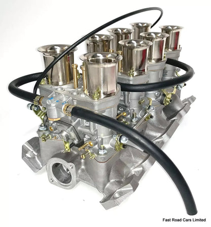 ROVER V8 3.5/3.9 GENUINE WEBER 44 IDF x4 CARBURETTORS/MANIFOLD/LINKAGE INLINE