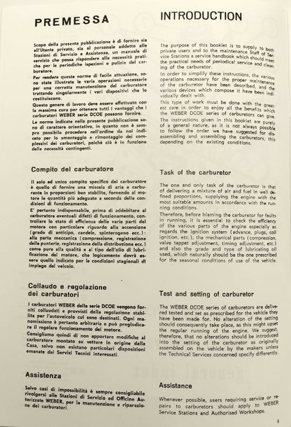 WEBER CARBURETTOR DCOE SERVICING  MANUAL NEW