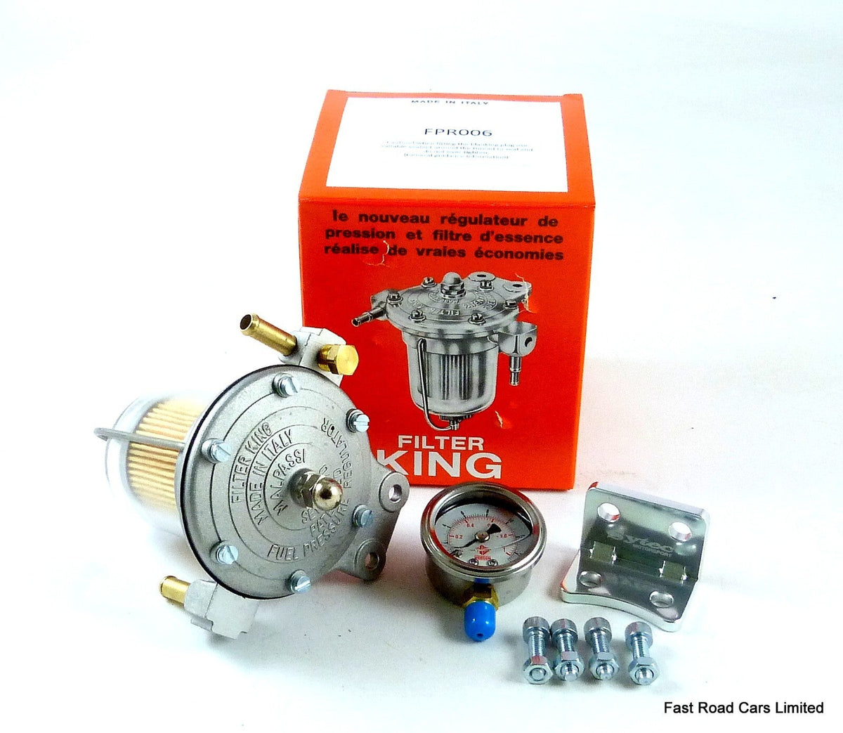 FUEL REGULATOR FILTER KING 85mm GLASS BOWL NEW MALPASSI  WITH UPGRADED BRACKET