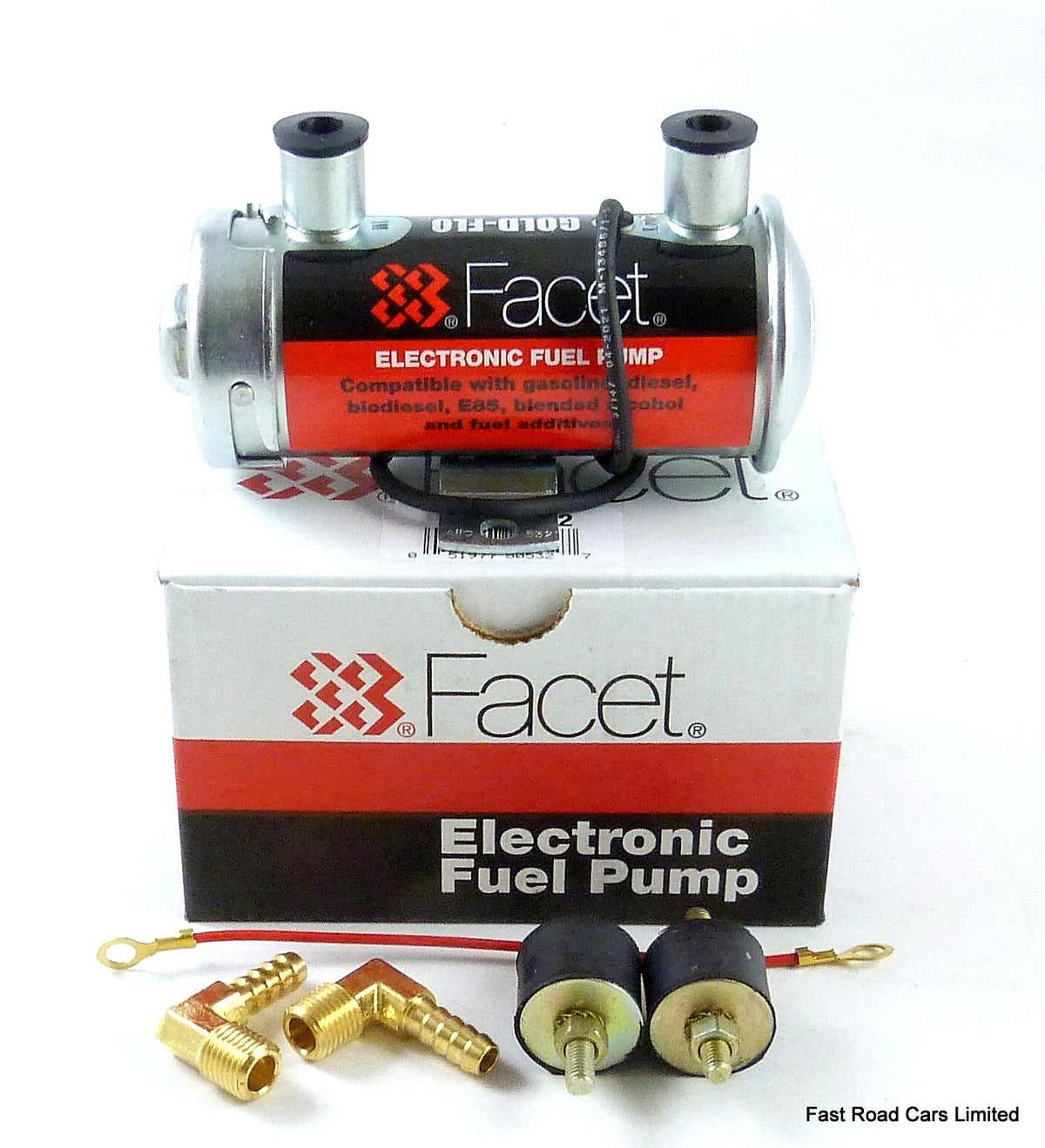 FACET RED TOP GOLD-FLO FUEL PUMP GENUINE NEW WITH 8mm UNIONS & FITTING KIT BOXED