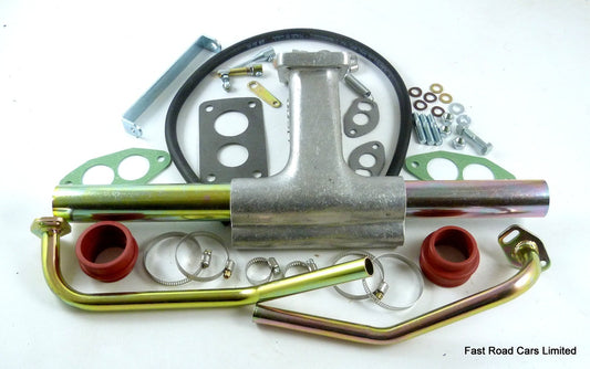 VW AIR COOLED T1 & T2 1600 GENUINE SCAT MANIFOLD + PARTS TO FIT WEBER 32/36 DFEV