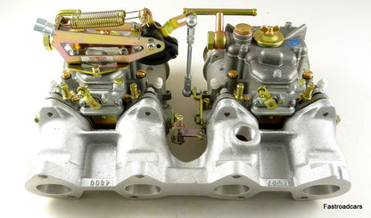 WEBER GENUINE NEW TWIN 40 DCOE CARBURETTOR KIT BMW 1602 M10 ASSEMBLED AS SHOWN